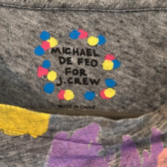 Michael De Feo for J Crew Graphic Gray T-Shirt Tulips Size XXS - Picture 2 of 4